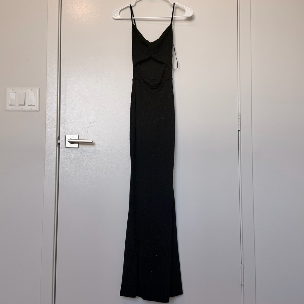 Windsor Black Sparkle Spaghetti-Strap Maxi Dress